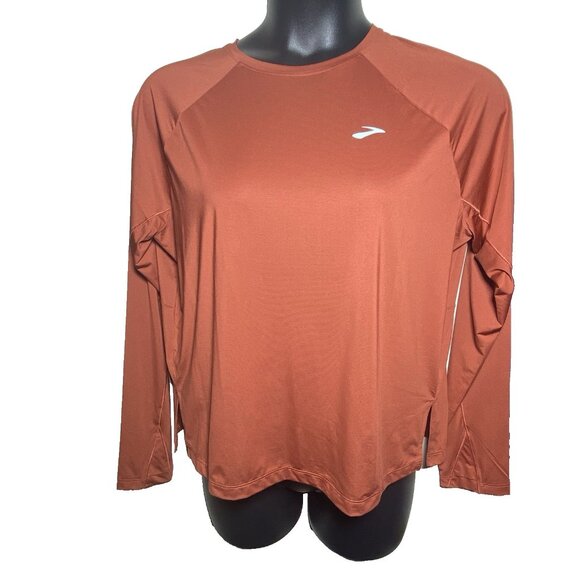 Brooks Women Size XL Copper Sprint Free Long Sleeve Top Breathable Recycled Fabr - Picture 9 of 9